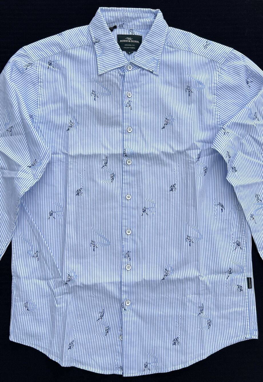 RODD & GUNN Churchill Park Long Sleeve Original Fit Cotton Shirt Rugby Blue Smal
